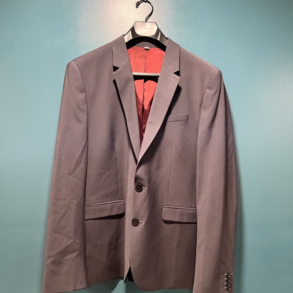 Express Charcoal Blazer with Red Lining